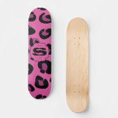 Pink Black Leopard Cheetah Mini Skateboard (Vorderseite)