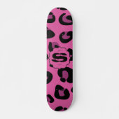 Pink Black Leopard Cheetah Mini Skateboard (Vorne)