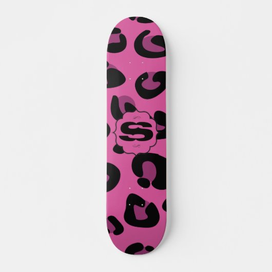 Pink Black Leopard Cheetah Old School Skateboard (Vorne)