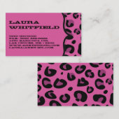 Pink Black Leopard Cheetah Print Business Card Visitenkarte (Vorne/Hinten)