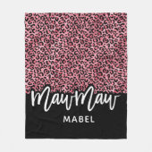 Pink & Black Leopard MawMaw Personalisiert Throw Fleecedecke (Vorderseite)