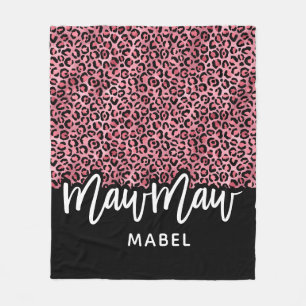 Pink & Black Leopard MawMaw Personalisiert Throw Fleecedecke