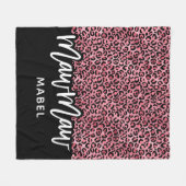 Pink & Black Leopard MawMaw Personalisiert Throw Fleecedecke (Vorderseite (Horizontal))