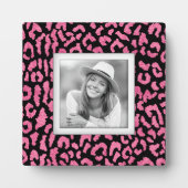 Pink Black Leopard Muster Frameless Foto Easel Fotoplatte (Vorderseite)