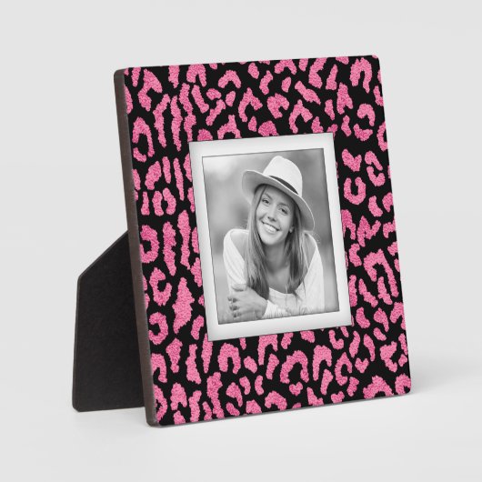 Pink Black Leopard Muster Frameless Foto Easel Fotoplatte (Vorderseite)