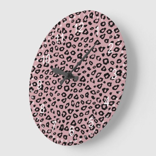 Pink Black Leopard Print Große Wanduhr (Winkel)