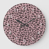 Pink Black Leopard Print Große Wanduhr (Vorderseite)
