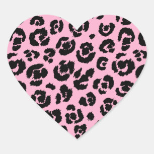 Pink Black Leopard Print Herz-Aufkleber