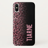 Pink & Black Leopard Print Individuelle Name Case  (Rückseite)
