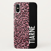 Pink Black Leopard Print Individuelle Name Case-Mate iPhone Hülle (Rückseite)