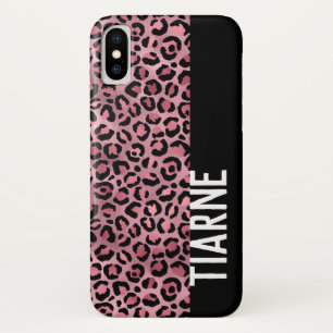 Pink Black Leopard Print Individuelle Name Case-Mate iPhone Hülle