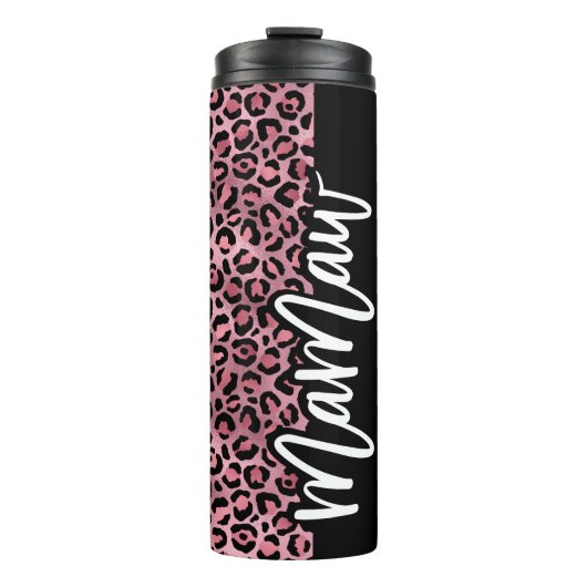 Pink & Black Leopard Print MaMaw Thermal Tumbler Thermosbecher (Vorderseite)