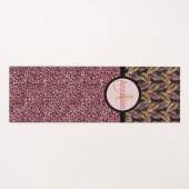 Pink Black Leopard Print und Pink Gold Ferns Yogamatte (Vorderseite (Horizontal))