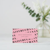 Pink Black Letting Trendy Modern Business Card Visitenkarte (Stehend Vorderseite)