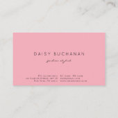 Pink Black Letting Trendy Modern Business Card Visitenkarte (Rückseite)