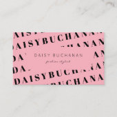 Pink Black Letting Trendy Modern Business Card Visitenkarte (Vorderseite)