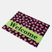 Pink Black Lime Green Leopard Skin Willkommen Fußmatte (Schrägansicht)