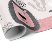 Pink Black Lions Boho Modern Baby Kids Geschenkpapier (Rolleneckpunkt)