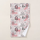 Pink Black Lions Boho Rainbows Modern Badhandtuch Set (Handtuch)