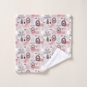 Pink Black Lions Boho Rainbows Modern Badhandtuch Set (Waschlappen)