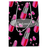 Pink & Black Lipstick Lover Geschenktasche Mittlere Geschenktüte (Vorderseite)