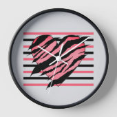 Pink & Black Lovehart Design Square Wall Clock Uhr (Vorderseite)
