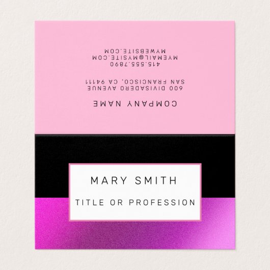 Pink Black Luxury Visitenkarten (Außenseite Aufgefaltet)