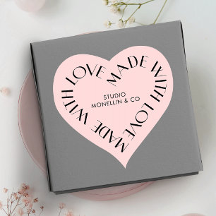 Pink & Black Made mit Liebe Business Vielen Dank Herz-Aufkleber