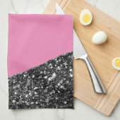 PINK BLACK MARBLE AGATE Table Runner Geschirrtuch (Viertel Falte)