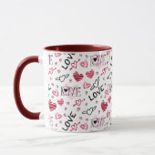 Pink Black Marroon Hearon Liebe Pattern Tasse (Links)