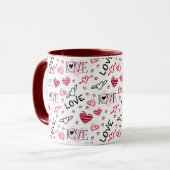 Pink Black Marroon Hearon Liebe Pattern Tasse (Vorderseite Links)