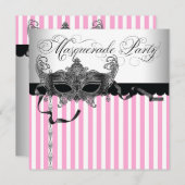 Pink Black Masquerade Party Einladungen (Vorne/Hinten)