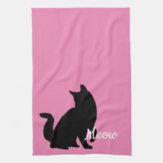 Pink Black Meow Cat Geschirrtuch (Vertikal)