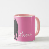 Pink Black Meow Cat Tasse (VorderseiteRechts)