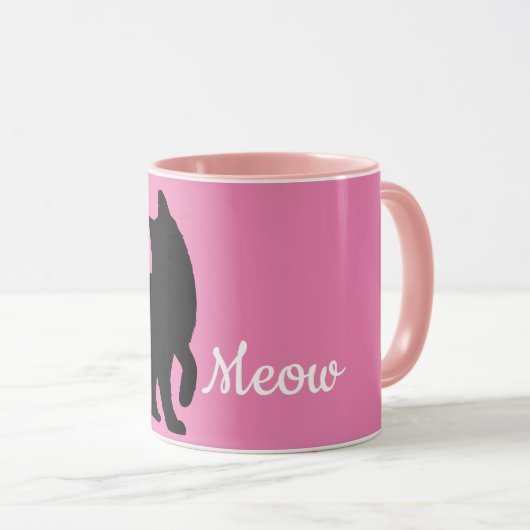 Pink Black Meow Cat Tasse (VorderseiteRechts)