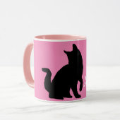 Pink Black Meow Cat Tasse (Vorderseite Links)