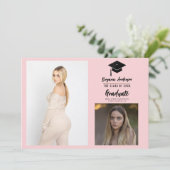 Pink Black Modern Abschluss 2 Foto Ankündigung (Stehend Vorderseite)