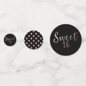 Pink & Black Modern Chic Trendy Sweet 16 Party Konfetti (Vorderseiten)