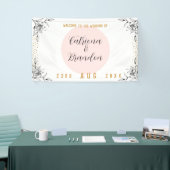 Pink & Black Modern Gold Dots Hochzeitsbanner Banner (Messeveranstaltung)