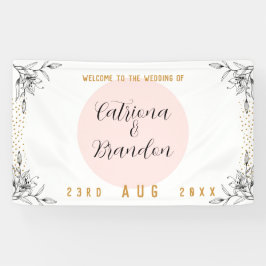 Pink & Black Modern Gold Dots Hochzeitsbanner Banner