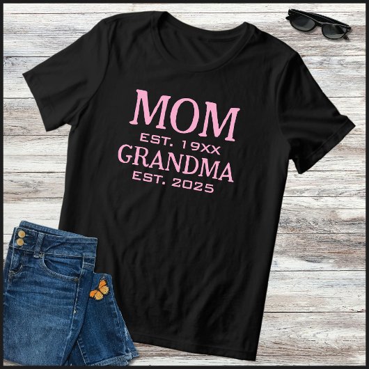 Pink & Black Mom Promoted To Grandma 2025 Tri-Blend Shirt