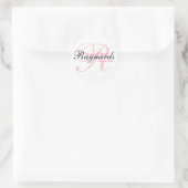 Pink Black Monogram Runder Aufkleber (Tasche)