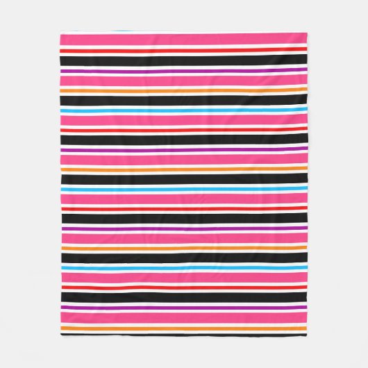 Pink Black Multi-Colors Stripes Fleecedecke (Vorderseite)