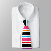 Pink Black Multi-Colors Stripes Krawatte (Gebunden)