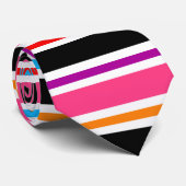 Pink Black Multi-Colors Stripes Krawatte (Gerollt)