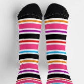 Pink Black Multi-Colors Stripes Socken (Oben)