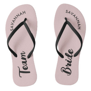 Pink Black Name Bridge Brautparty Bachelorette Badesandalen