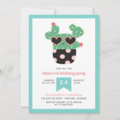 Pink Black Niedlich Cactus Birthday Party Einladung (Vorderseite)