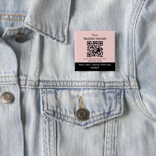Pink Black Notary Branding with QR Code Button (Beispiel)
