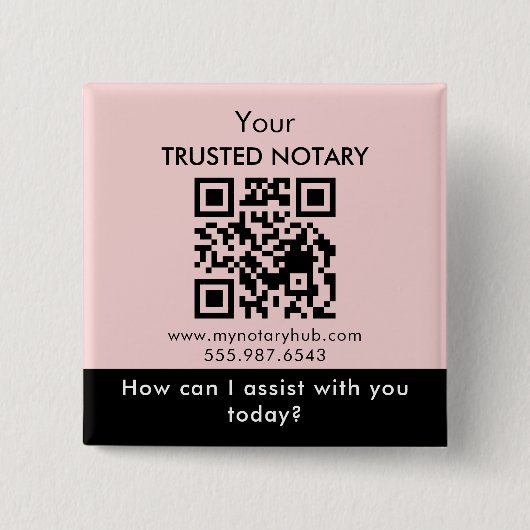 Pink Black Notary Branding with QR Code Button (Vorderseite)